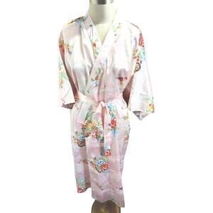Ichi ban Appearal Kimono Robe Pink Floral Women's Size Large Japan